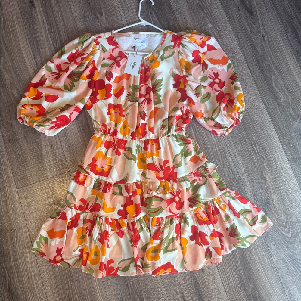 Sugarlips Floral Casual Dress in Red, Pink, and Orange